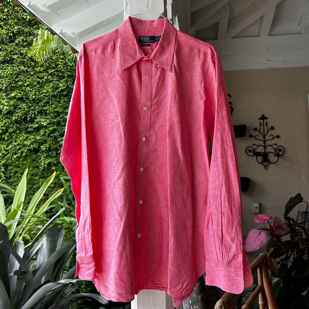 Ralph Lauren Custom Fit Linen Chambray Shirt - Picture 11 of 16